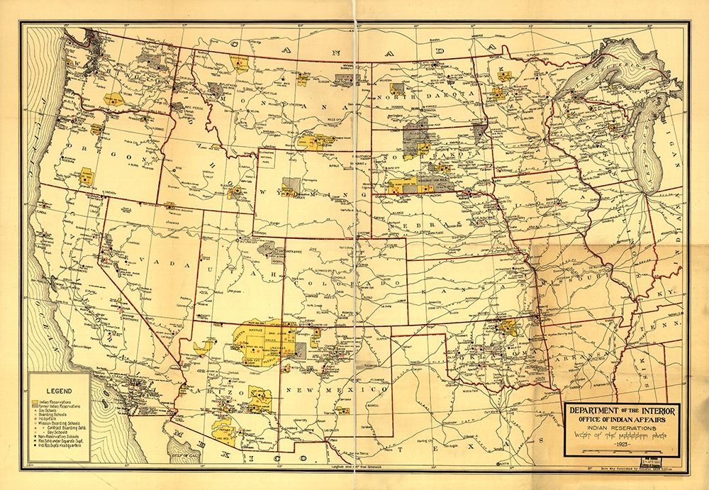 Indian Reservations West of the Mississippi 1923