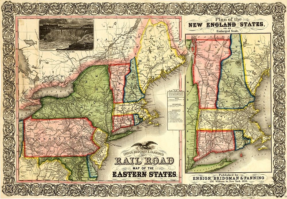 Railroad Map of the Eastern States and New England 1856
