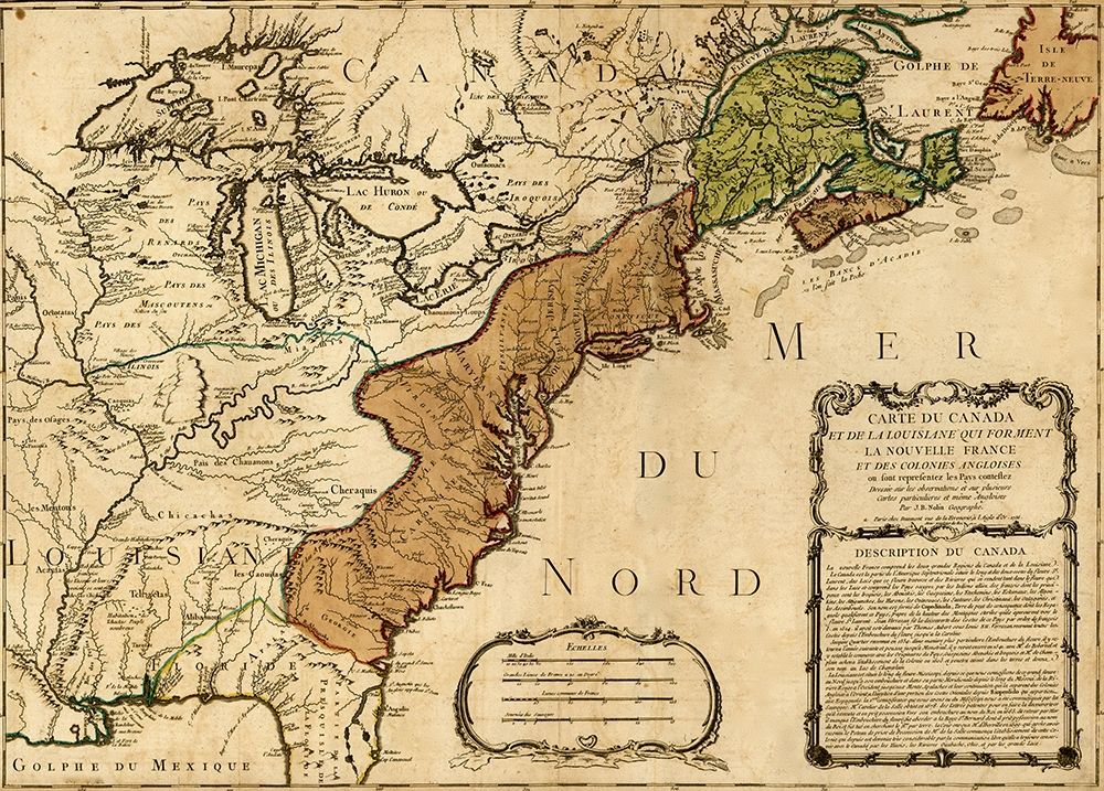 Canada to Louisiana-Eastern USA 1756