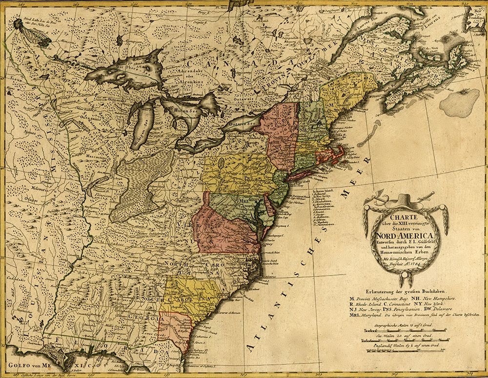 Eighteenth Century Map of the United States 1784