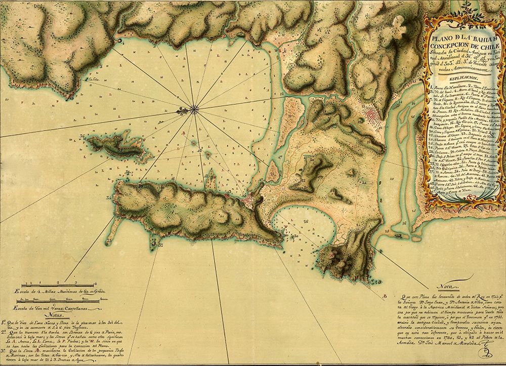 Topographic Map of Concepcion Bay Chile 1782