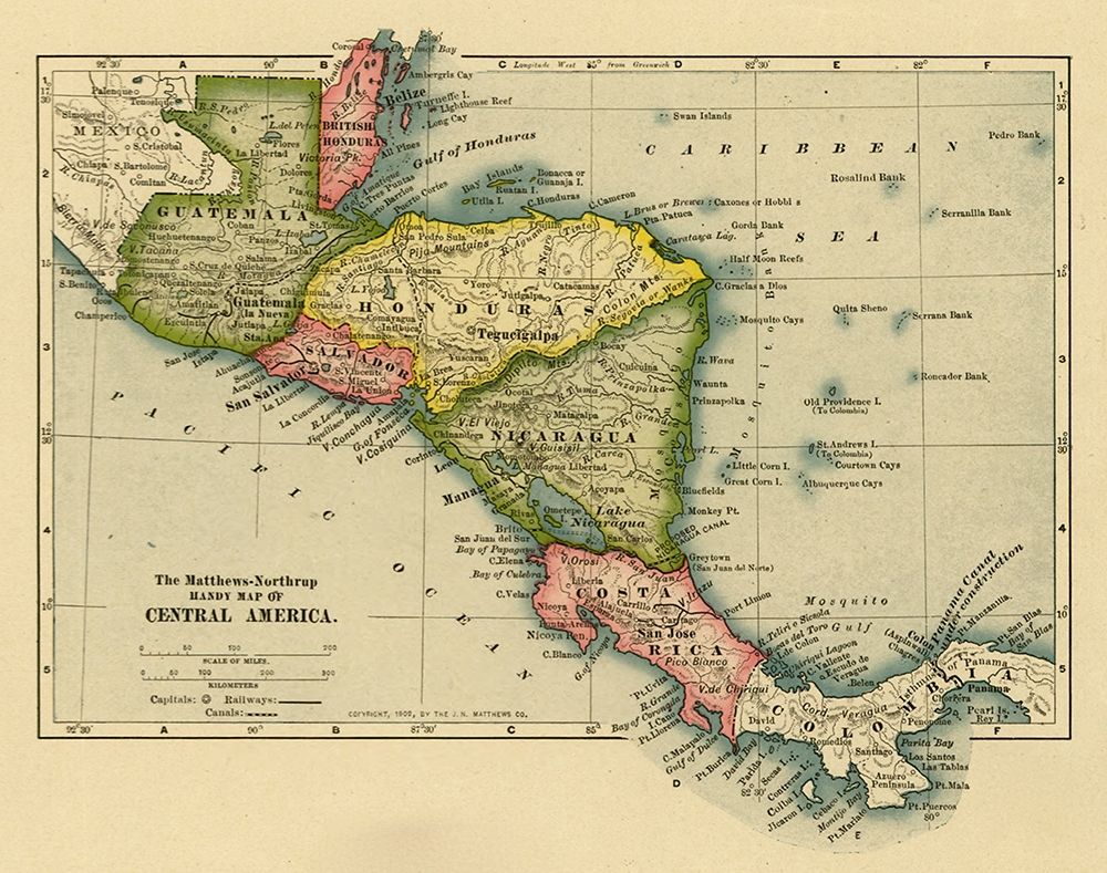 Panama Costa Rica Hondouras Guatemala Salvador British Honduras 1902