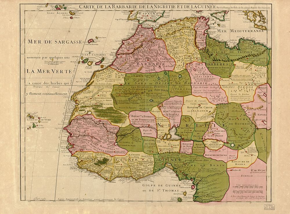 Map of Barbary and Black Africa and Guinee