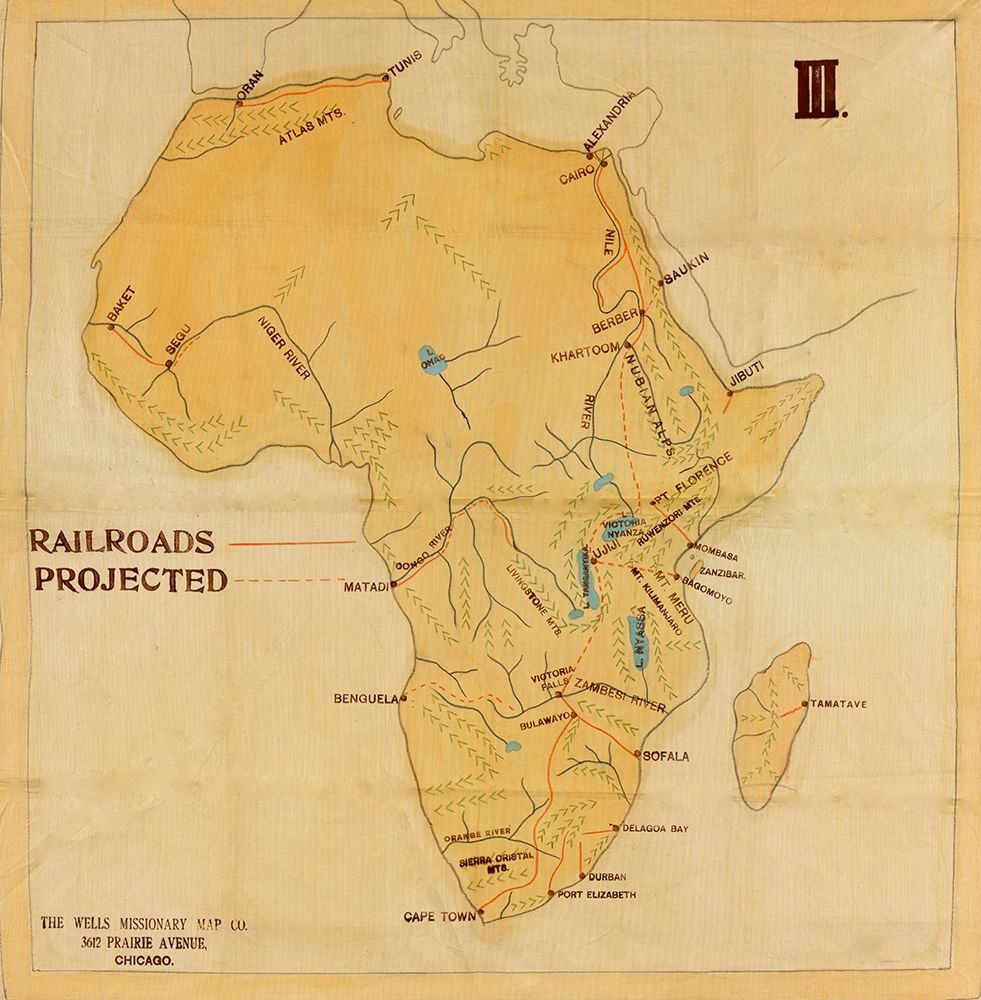 Railroad Map of Africa 1908 Projected Routes