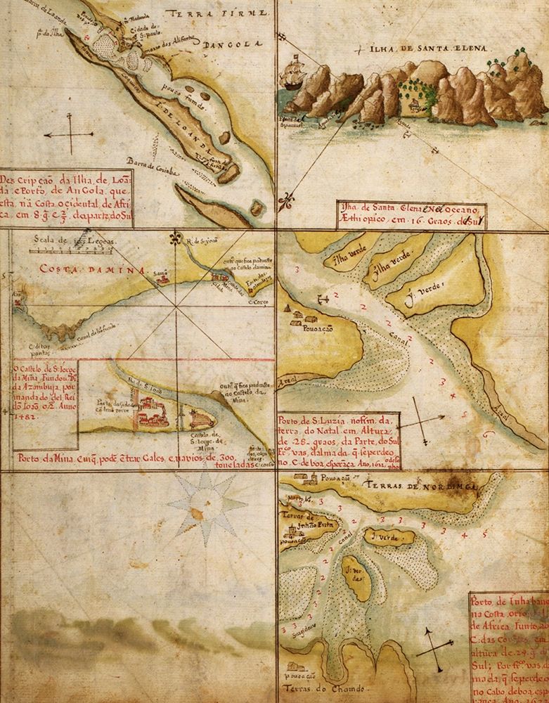 Portuguese Navigational Map of Caribbean Ports 1630