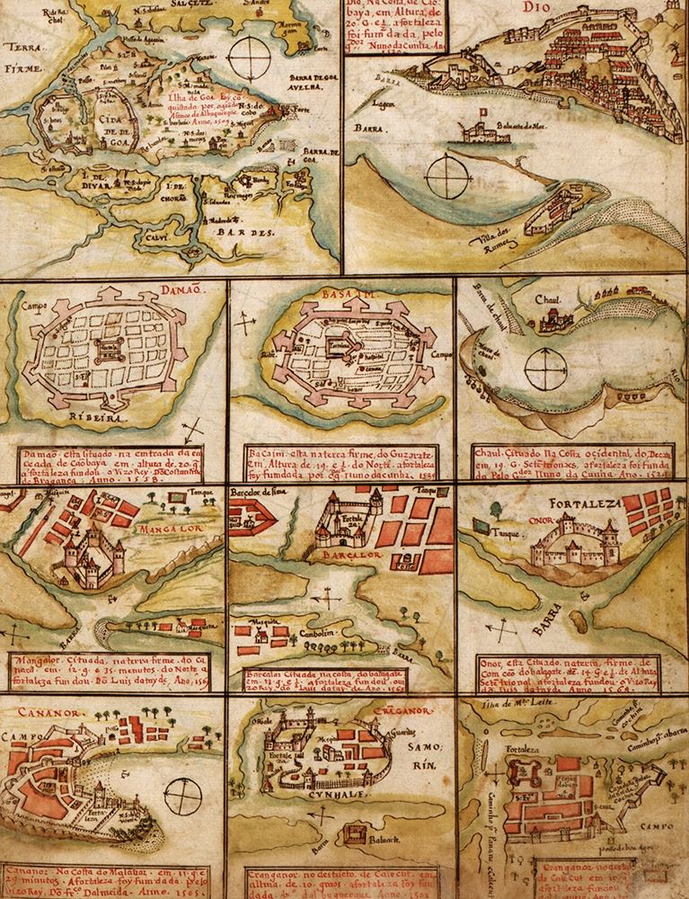 Portuguese map of Fortified Cities on the Coast of Africa and India 1630