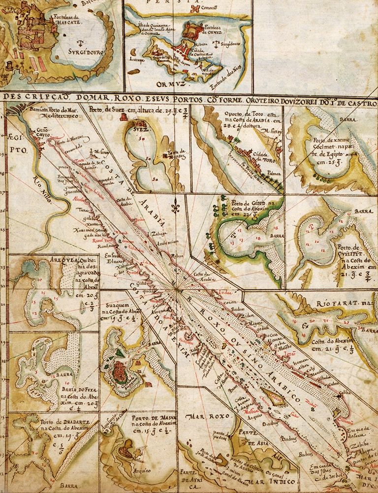 Portuguese Map of the Red Sea and The Middle east 1630