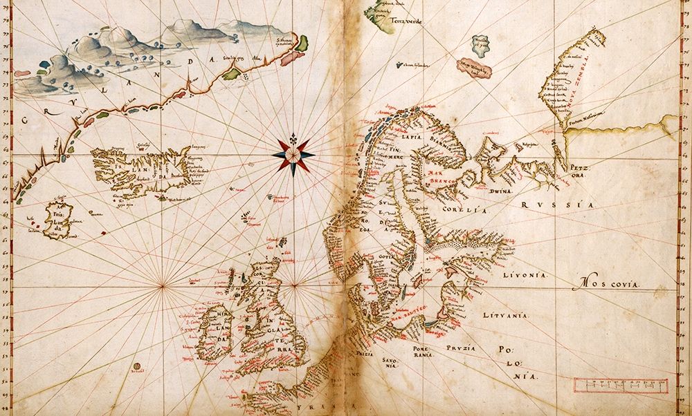 Portuguese Map of Northern Europe and Scandinavia 1630