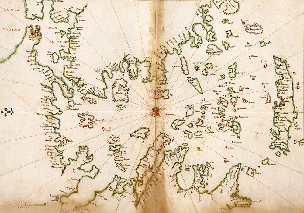 Portuguese map of Greece and The Agean Sea 1630