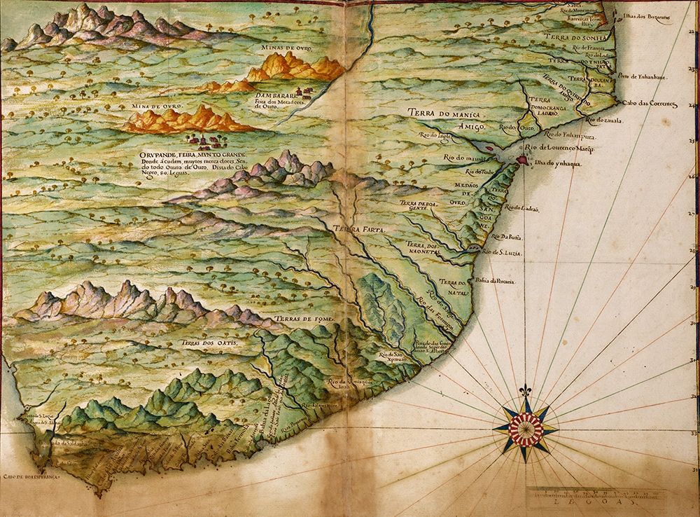 Portuguese map of the East Coast of Africa 1630