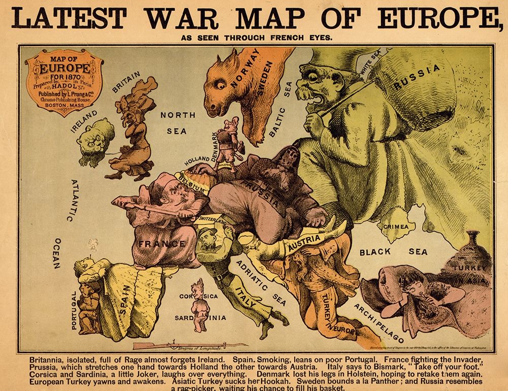 Anthropomorphic Map of Europe 1870 Political
