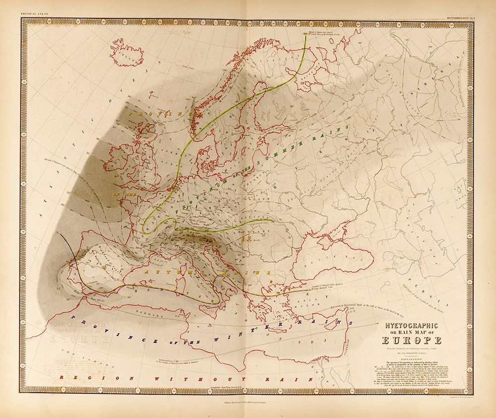 Hyetograph or Rainfall totals for Europe