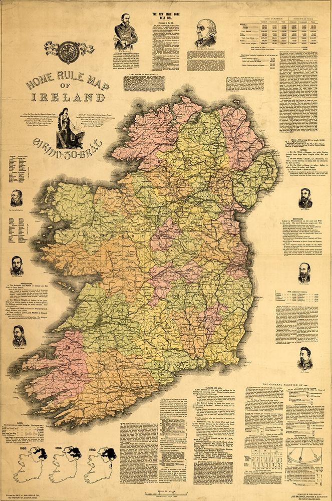 Home Rule Map of Ireland 1893