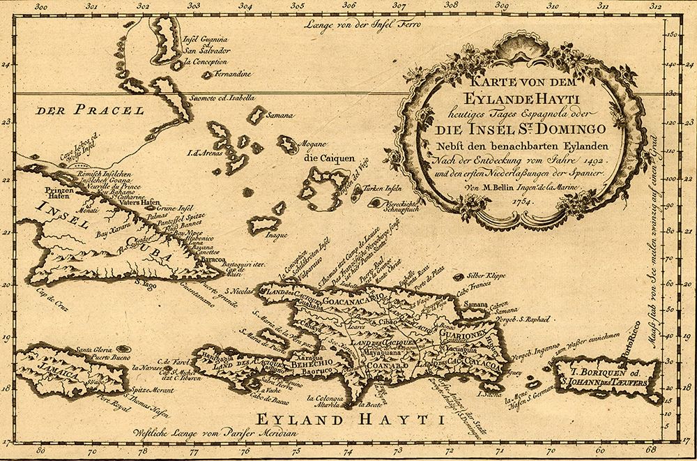 Haiti Santo Domingo and Hispaniola 1754