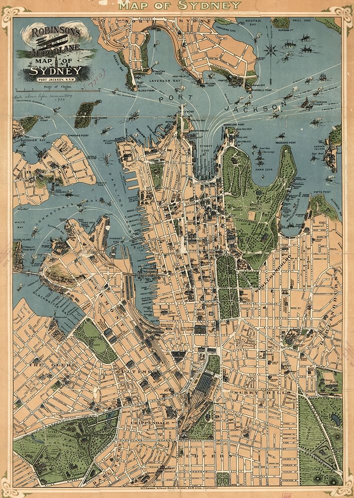 Aeroplane map of Sydney Australia 1922