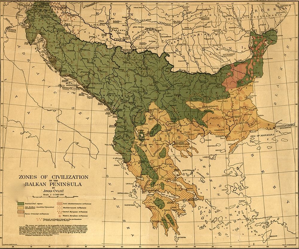 Balkan Zones of Civilization 1918
