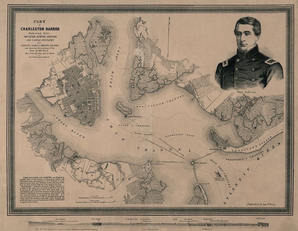 Charleston Harbor embracing forts Moultrie Sumter Johnson and Castle Pinckney 1861