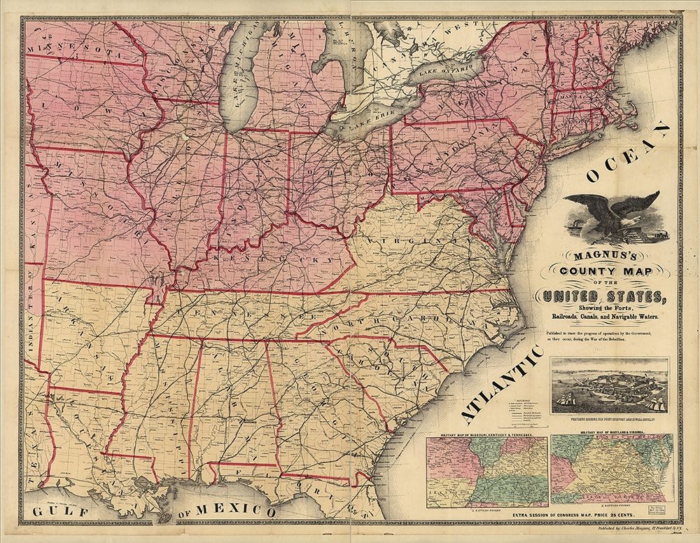 USA forts railroads canals and navigable waters 1862