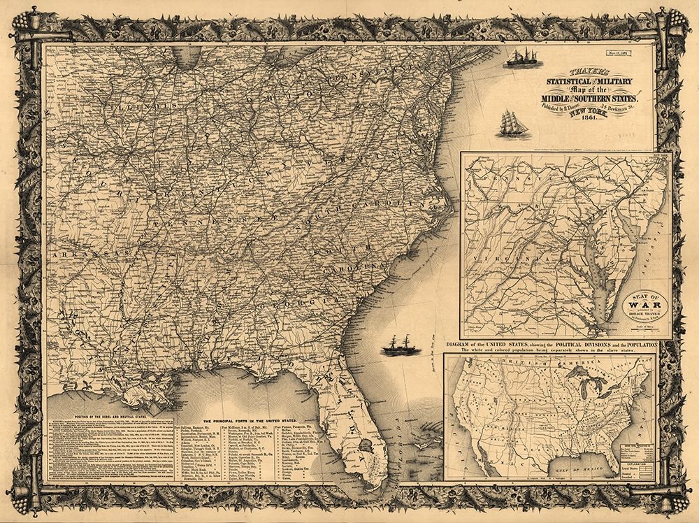 Statistical and military map of the middle and southern states 1861