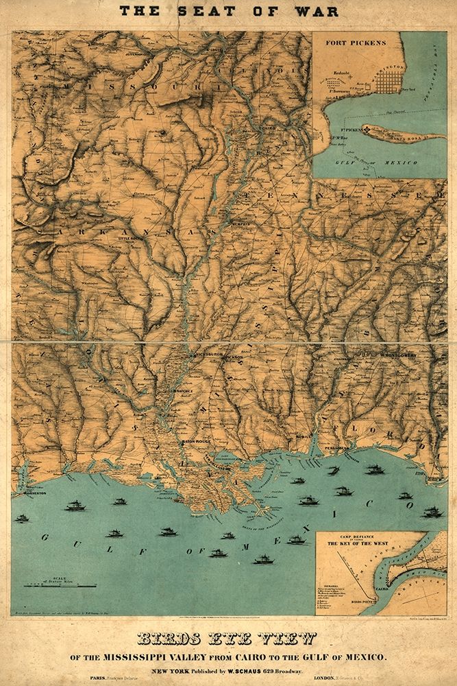 Birds eye view of the Mississippi Valley from Cairo to the Gulf of Mexico 1861