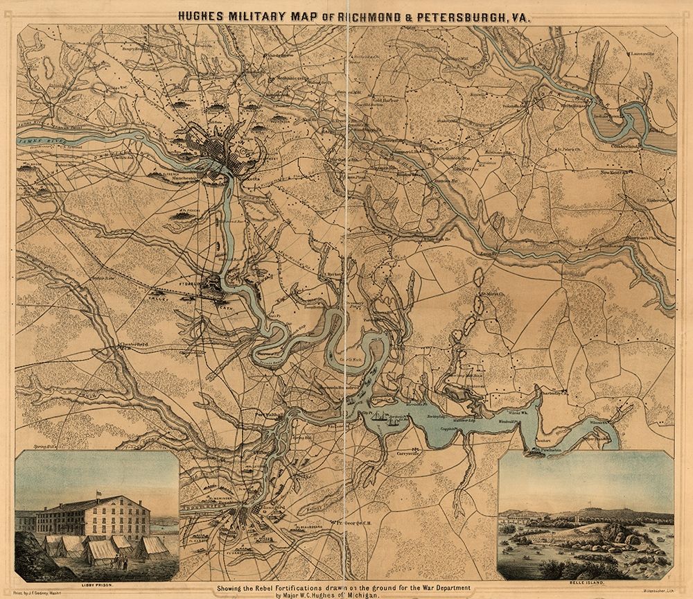 Richmond and Petersburg Va Showing the Rebel fortifications 1864