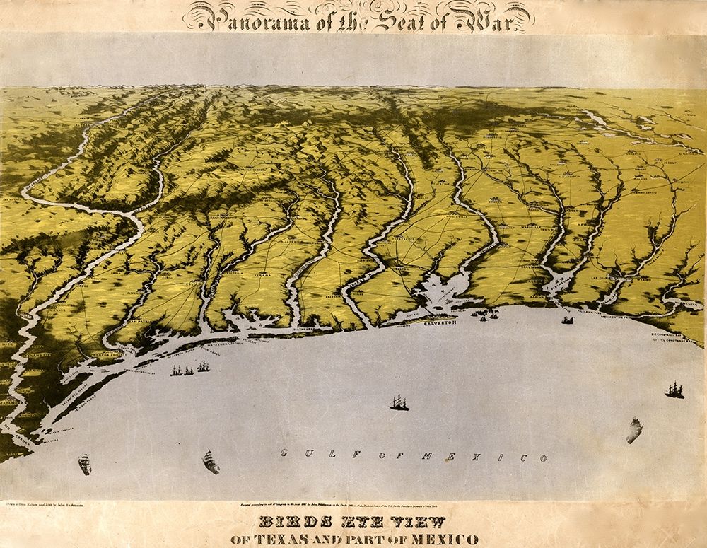 Panorama of the seat of war: Texas and part of Mexico 1861