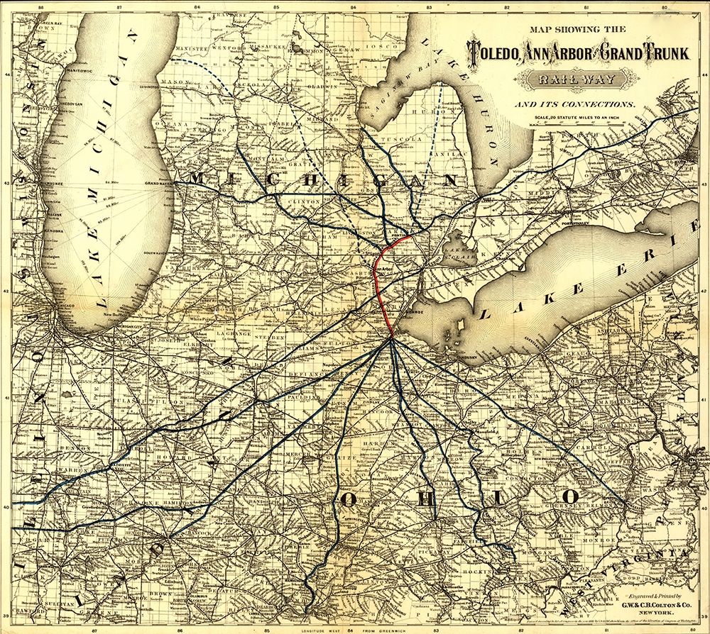 Toledo Ann Arbor Grand Trunk Railway 1881