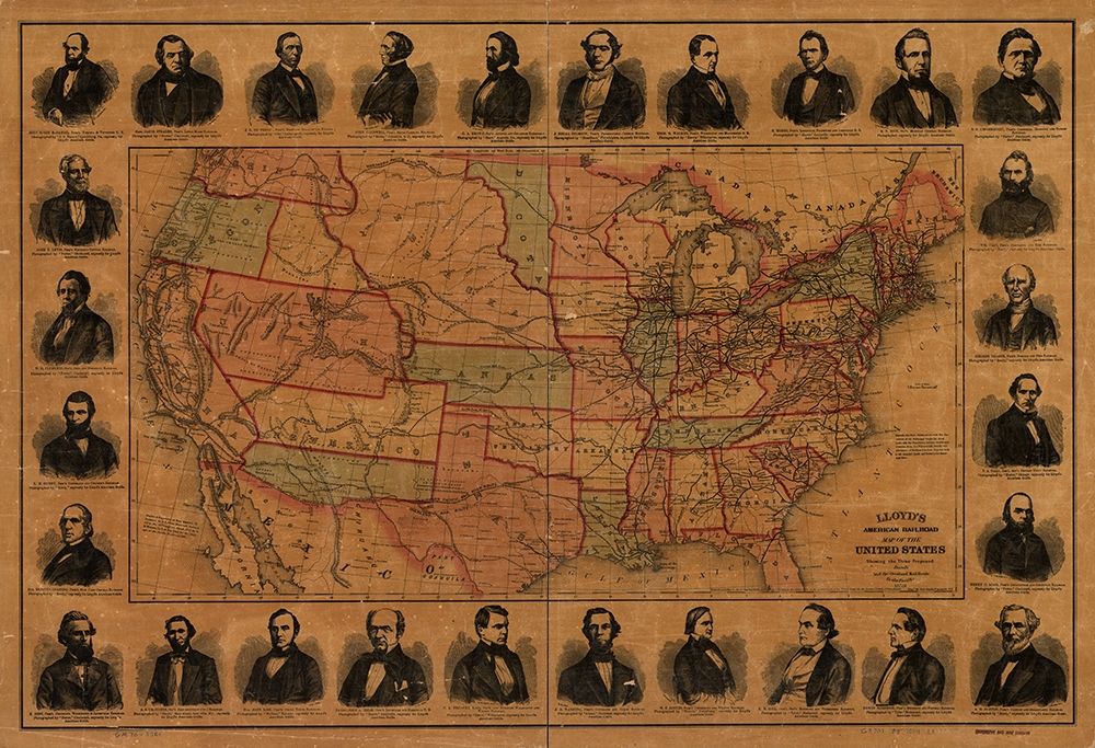 Railroad Barons with US Lines and Proposed Mail Routes