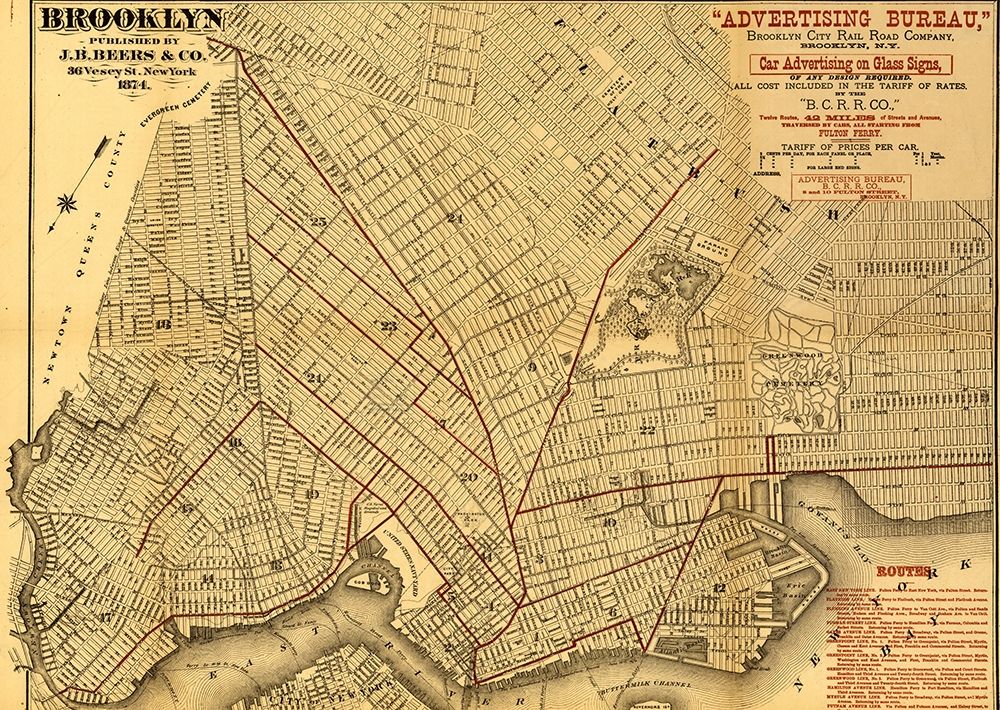 Brooklyn Street Map 1874