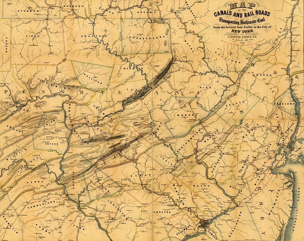 Canals and railroads for transporting anthracite coal from the several coal fields to the city of Ne