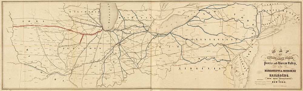 Chicago and Rock Island Peoria and Bureau Valley and Mississippi and Missouri railroads 1852