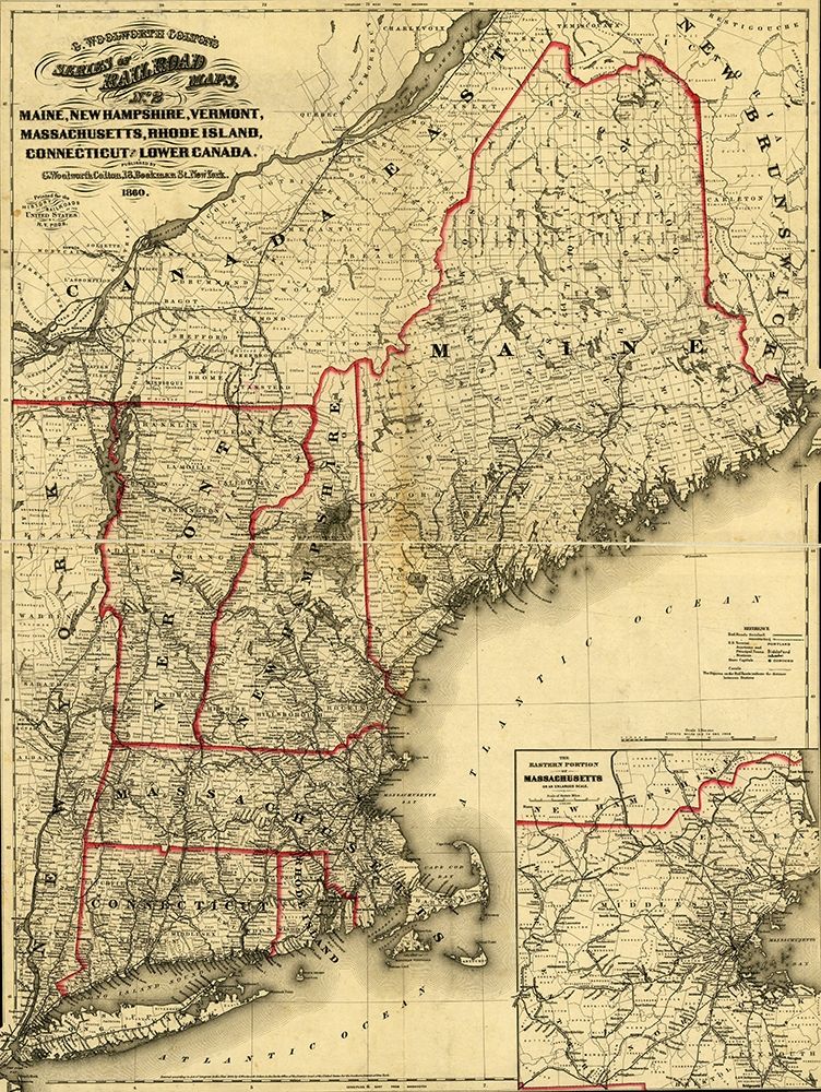 Maine New Hampshire Vermont Massachusetts Rhode Island Connecticut and Lower Canada 1860