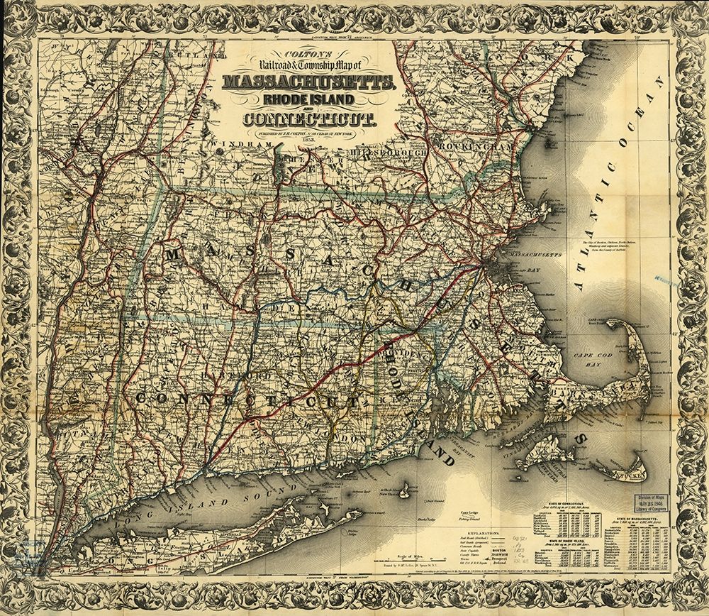 Massachusetts Rhode Island and Connecticut 1853