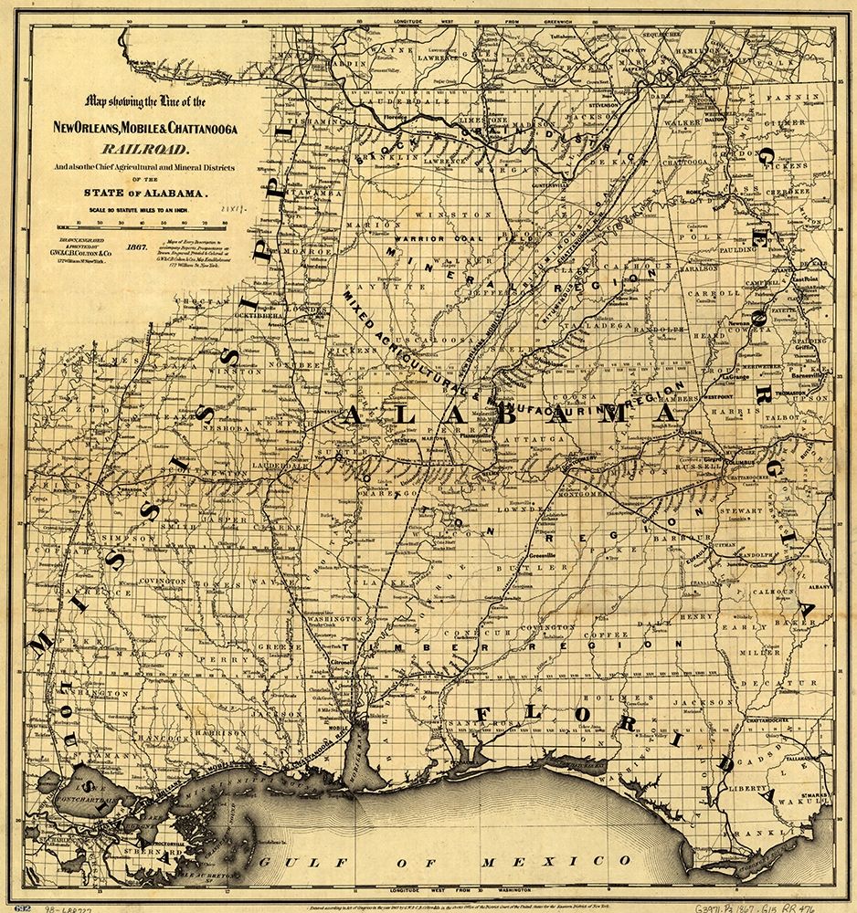 New Orleans Mobile and Chattanooga Railroad 1865