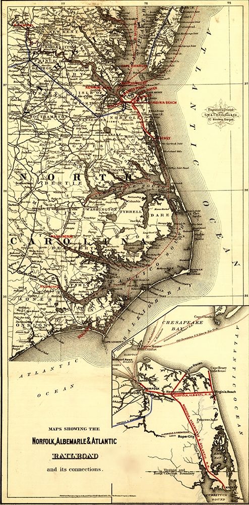 Norfolk Albermarle and Atlantic Railroad 1891