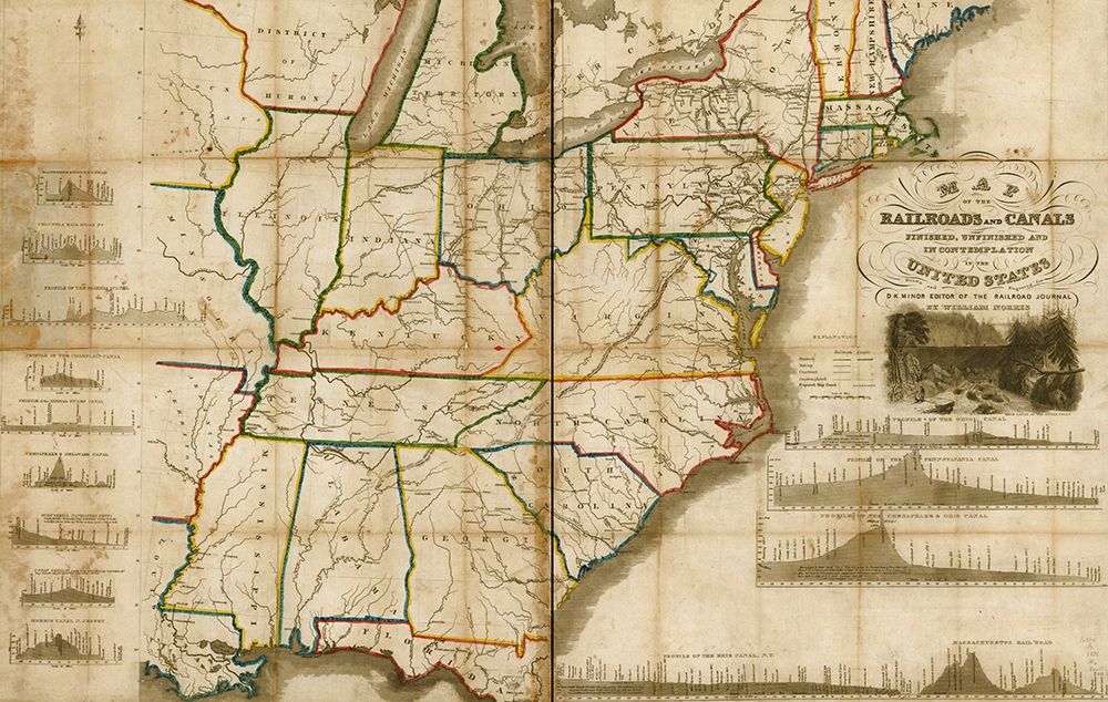 Railroads and canals finished unfinished and in contemplation in the United States 1834