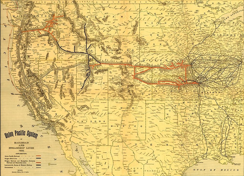 Union Pacific system of railroad and steamship lines 1900