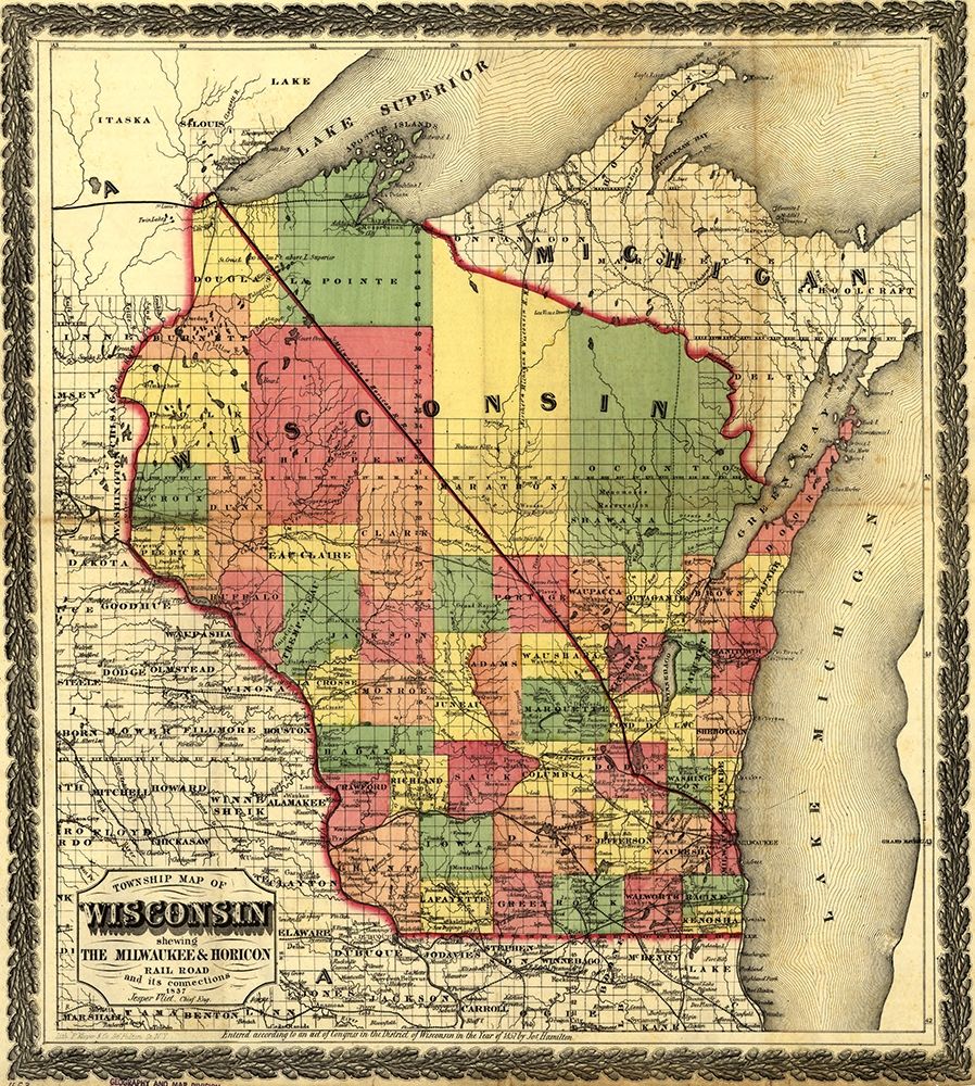 Wisconsin showing The Milwaukee and Horicon Rail Road 1857