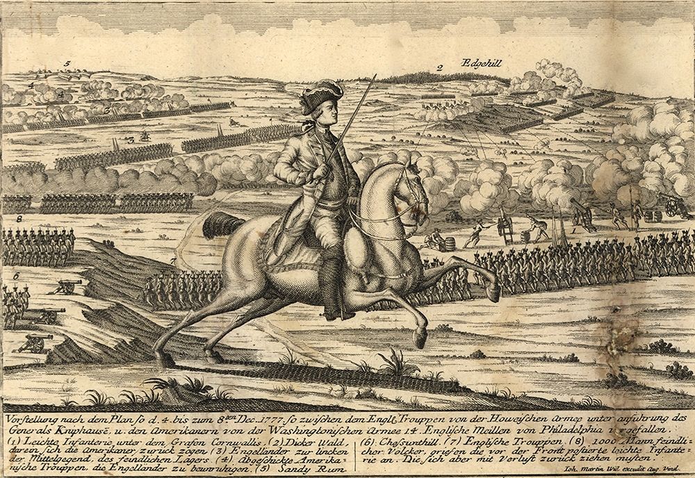 English General Howes Troops with German General Knypehausen 1777