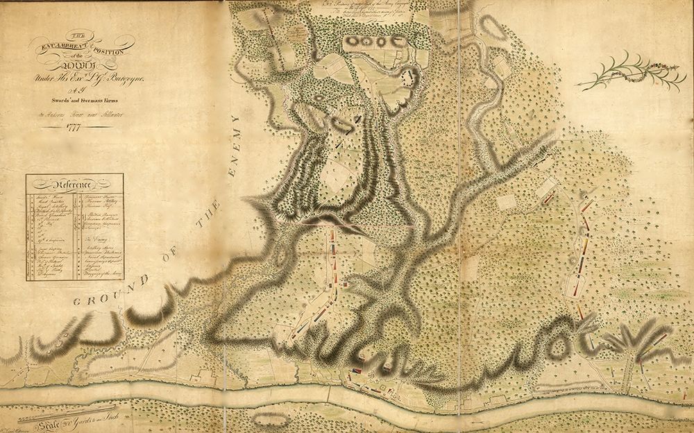Burgoynes position at Freemans Farm on the Hudson 1777