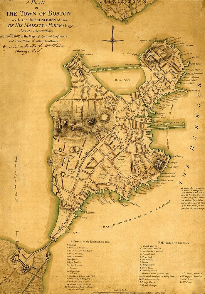 Plan of the town of Boston with British entrenchments 1775