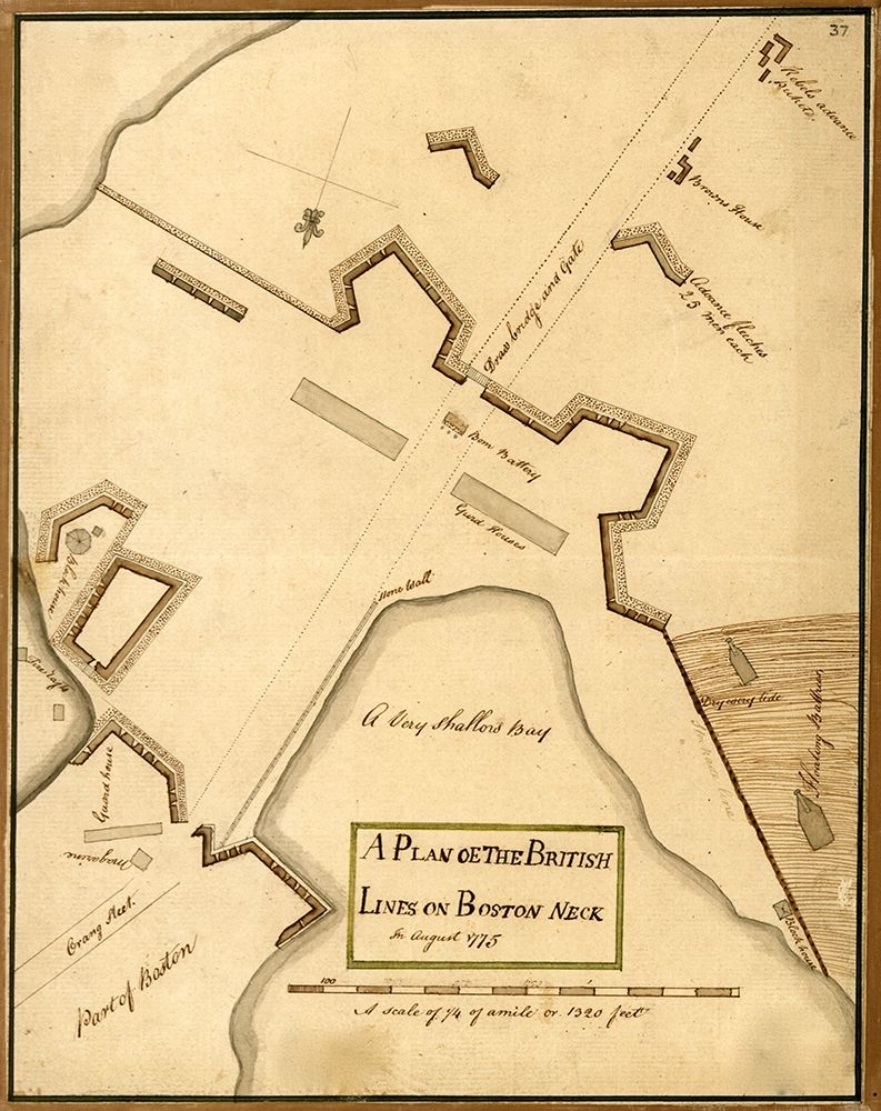 British Lines on Boston Neck Bunker Hill 1775