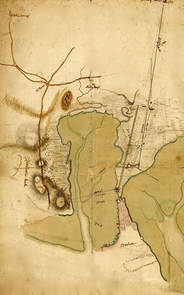 British Lines on Boston Neck Bunker Hill 1775