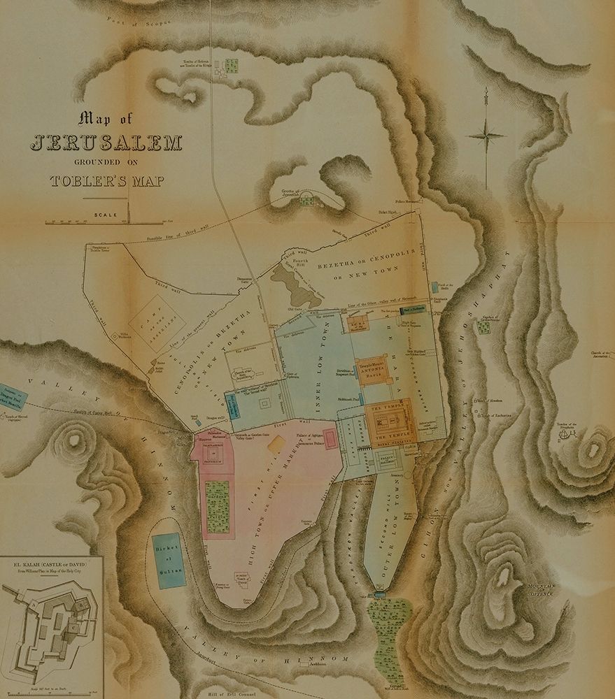 Semi Antique Map of Jerusalem
