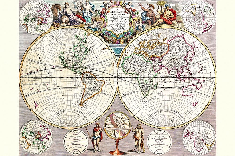 World Map with Figural Representations of the Worlds Peoples