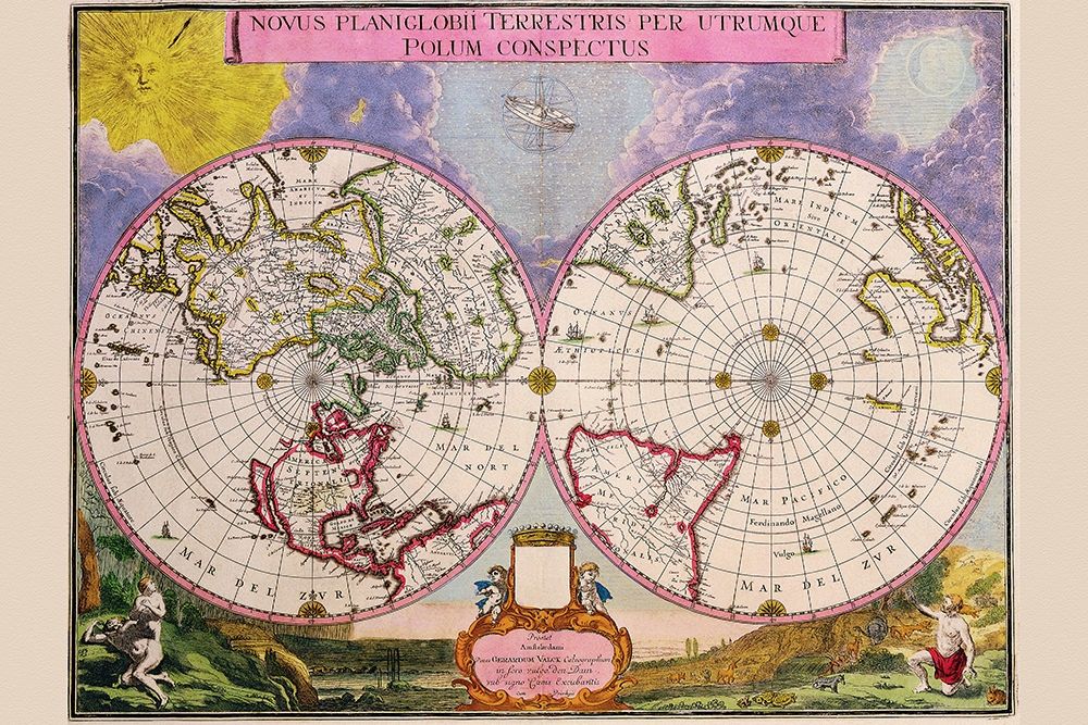 Novus Planiglobii Terrestris Per Utrumque Polum Conspectus Stereographic Map of the World