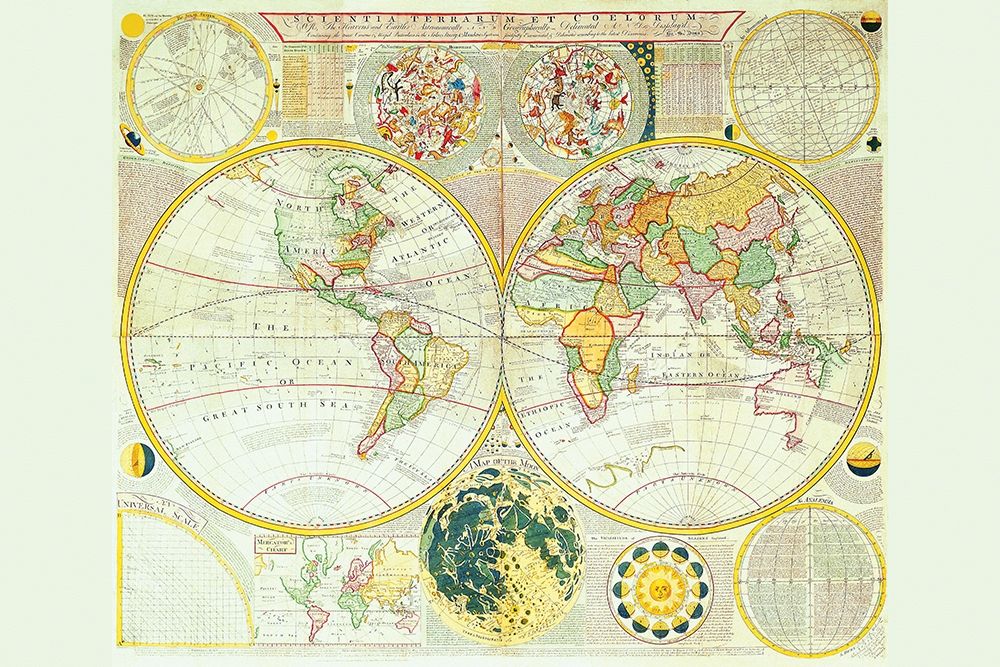 Stereographic Map of the Earth and the Moon