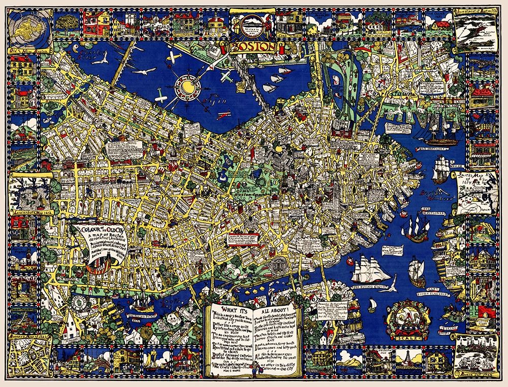 A map of Boston decorative and historical