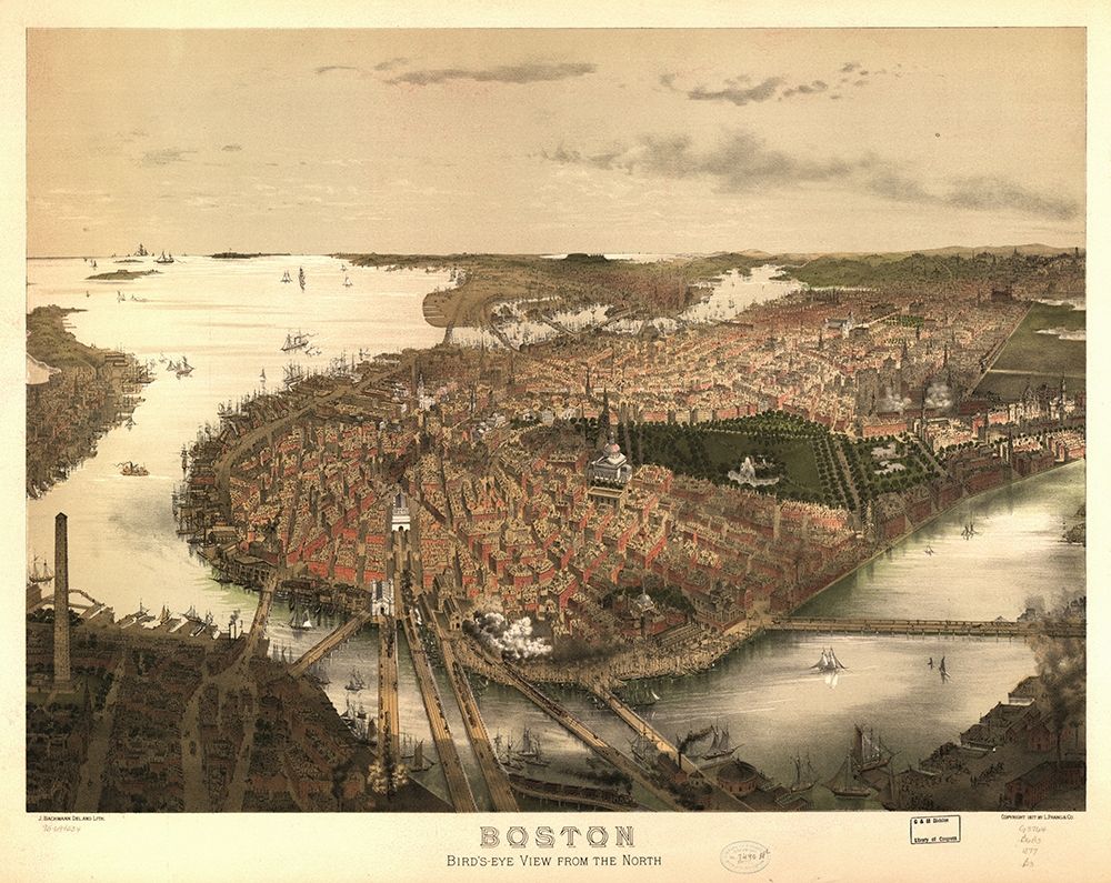 Birds Eye View of Boston 1877