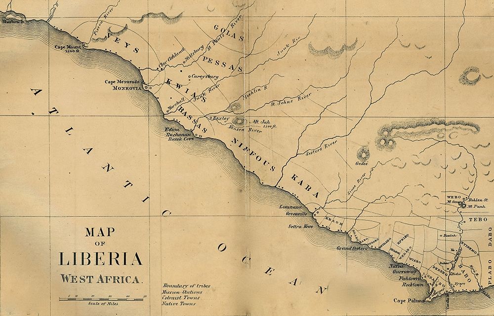 American Colonization Map of Liberia